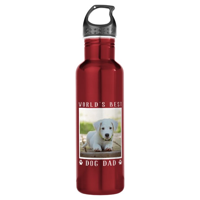 World's Best Dog Dad Custom Pet Photo 710 Ml Water Bottle (Front)