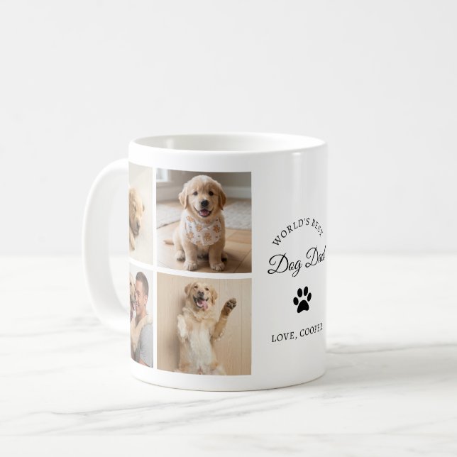 World's Best Dog Dad Custom Photo Collage Mug (Front Left)