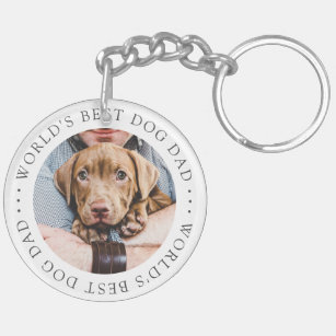 World's Best Dog Dad Elegant Simple Custom Photo Key Ring