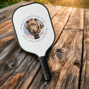 World's Best Dog Dad Elegant Simple Custom Photo Pickleball Paddle