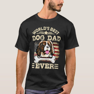 Worlds Best Dog Dad Ever With A Bone And An Americ T-Shirt
