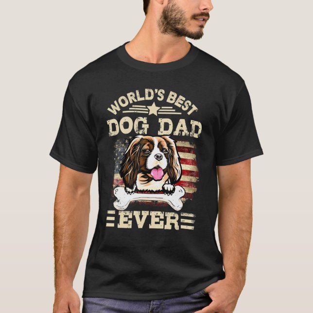 Worlds Best Dog Dad Ever With A Bone And An Americ T-Shirt (Front)