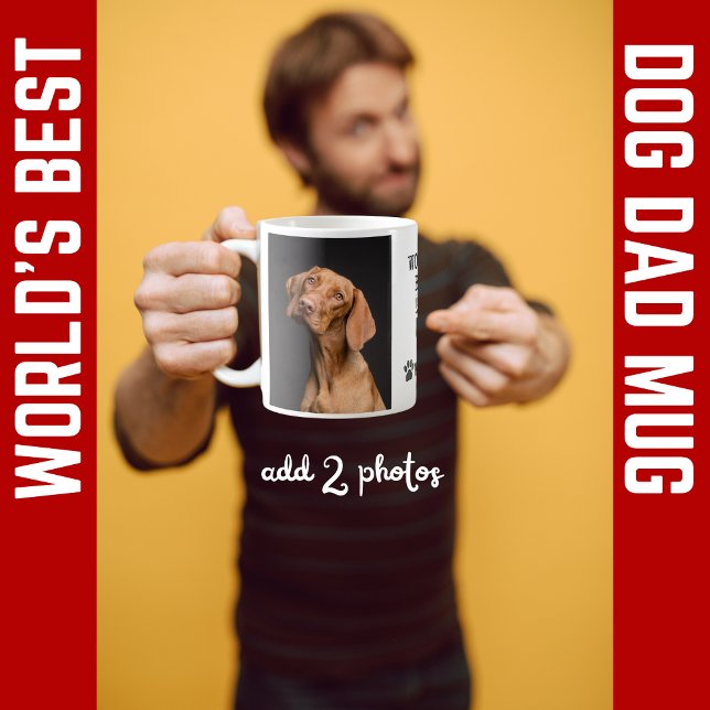 World's Best Dog Dad Heart Paw 2 Photo Coffee Mug (Creator Uploaded)