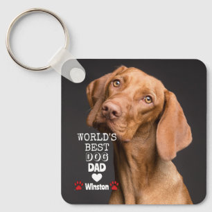 World's Best Dog Dad Heart Paw 2 Photo Key Ring