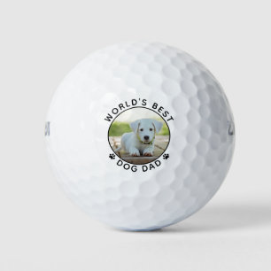 World's Best Dog Dad Paw Prints Pet Photo Golf Balls