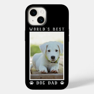 World's Best Dog Dad Paw Prints Pet Photo on Black Case-Mate iPhone 14 Case