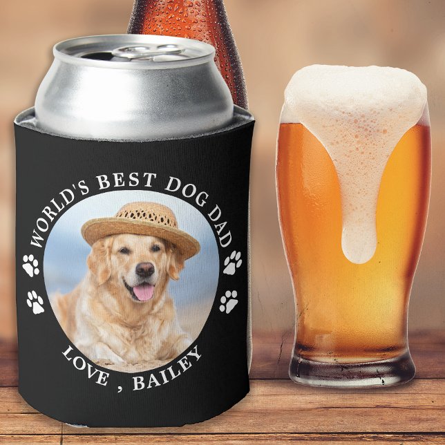Worlds Best Dog Dad Personalised Cute Pet Photo  Can Cooler (Creator Uploaded)