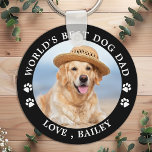 Worlds Best Dog Dad Personalised Cute Pet Photo Key Ring<br><div class="desc">Worlds Best Dog Dad ... Surprise your favourite Dog Dad this Father's Day with this super cute custom pet photo keychain. Customise this dog dad keychain with your dog's favourite photo, and name. This dog dad keychain is a must for dog lovers and dog dads. Great gift from the dog....</div>