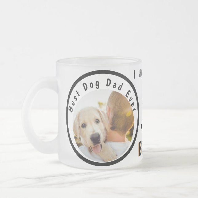 World's Best Dog Dad Personalised Pet Photo Frosted Glass Coffee Mug (Left)