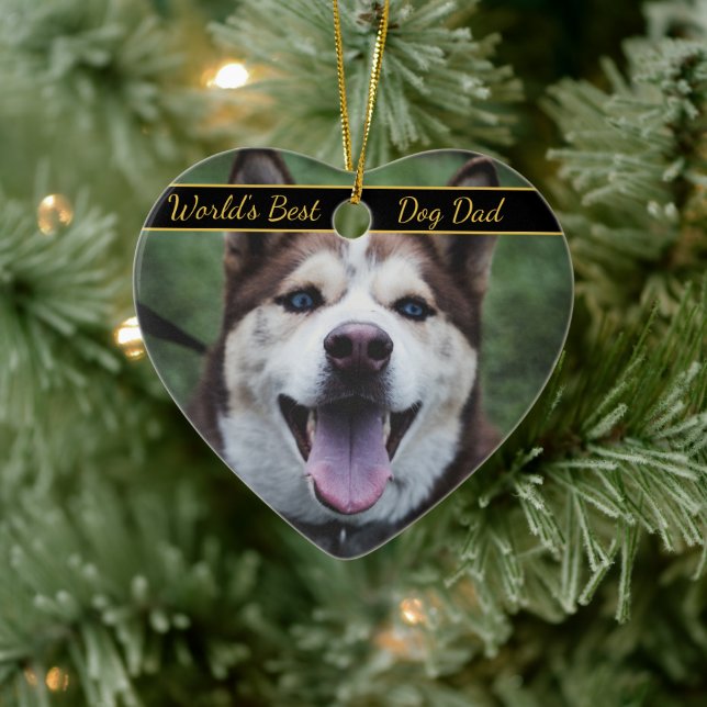 World's Best Dog Dad Pet Photo  Ceramic Tree Decoration (Tree)