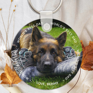 World's Best Dog Dad - Pet Photo - Father's Day Key Ring