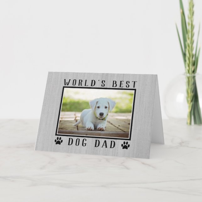 World's Best Dog Dad Photo Rustic Father's Day Card (Front)