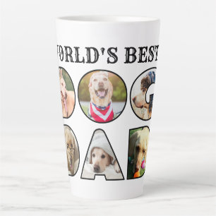 World's Best Dog Dad Quote 6 Photo Collage Latte Mug