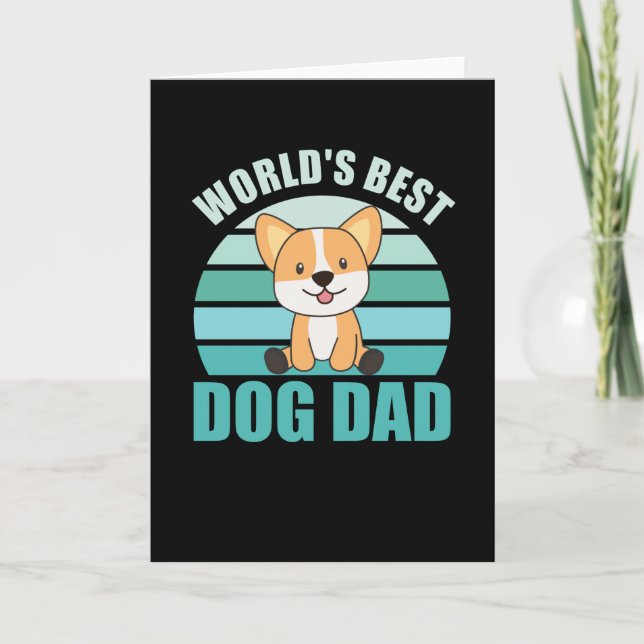 Worlds Best Dog Dad Sweet Dog Corgi Dog Sunset Card (Front)