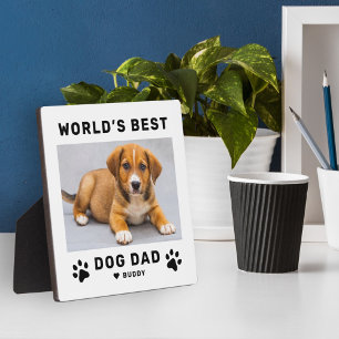 Worlds Best Dog Dad White Pet Photo Plaque