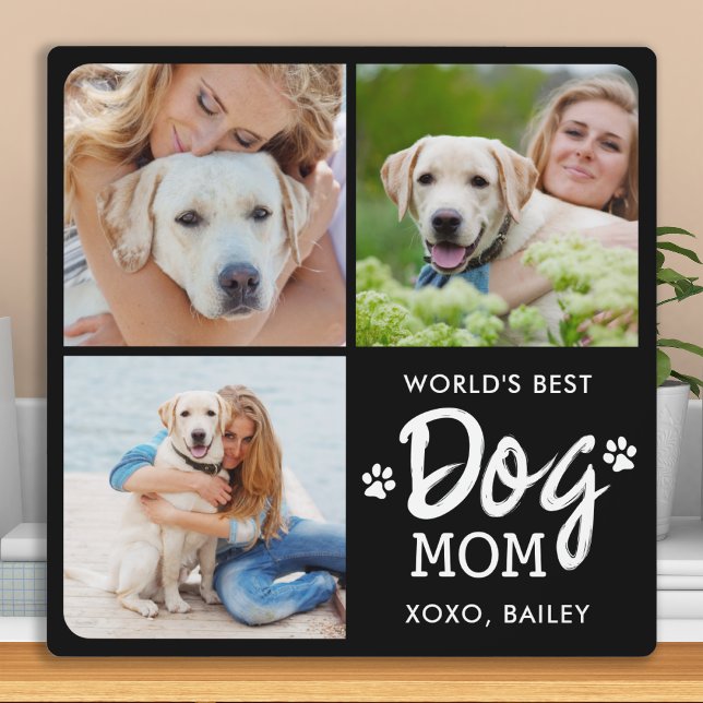 World's Best DOG MOM Custom 3 Photo Collage Plaque (Creator Uploaded)