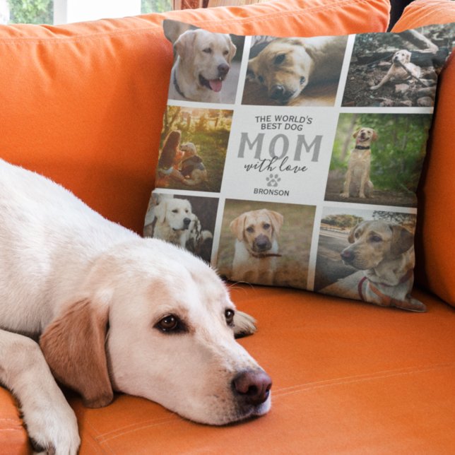 World's Best Dog Mom Photo Collage Cushion (Creator Uploaded)