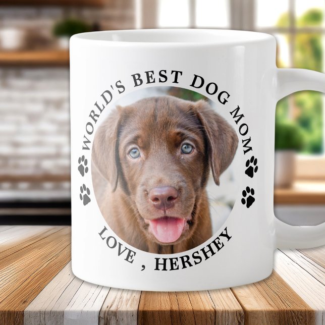 World's Best Dog Mum 2 Personalised Pet Photo Large Coffee Mug (Creator Uploaded)