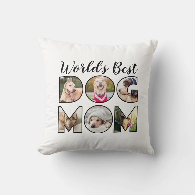 World's Best Dog Mum 6 Photo Collage Dog Lover Cushion (Front)