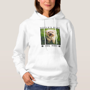 World's Best Dog Mum Black Paw Prints Pet Photo Hoodie