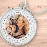 World's Best Dog Mum Classic Simple Photo Key Ring<br><div class="desc">This simple and classic design is composed of serif typography and add a custom photo.</div>