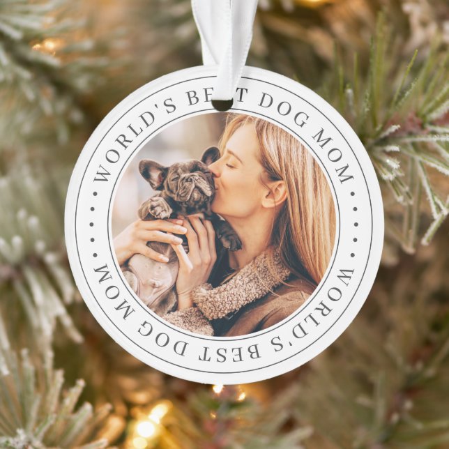 World's Best Dog Mum Classic Simple Photo Ornament (Tree)