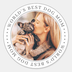World's Best Dog Mum Classic Simple Photo Round Sticker