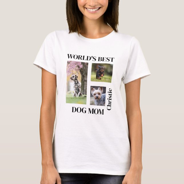 World's Best Dog Mum Custom Name Gift T-Shirt (Front)