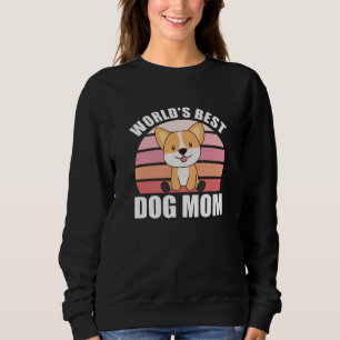 Worlds Best Dog Mum - Dog Corgi Vintage Sunset Sweatshirt