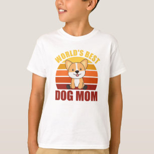 Worlds Best Dog Mum - Dog Corgi Vintage Sunset T-Shirt
