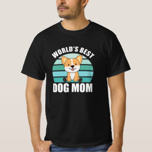 Worlds Best Dog Mum - Dog Corgi Vintage Sunset T-Shirt