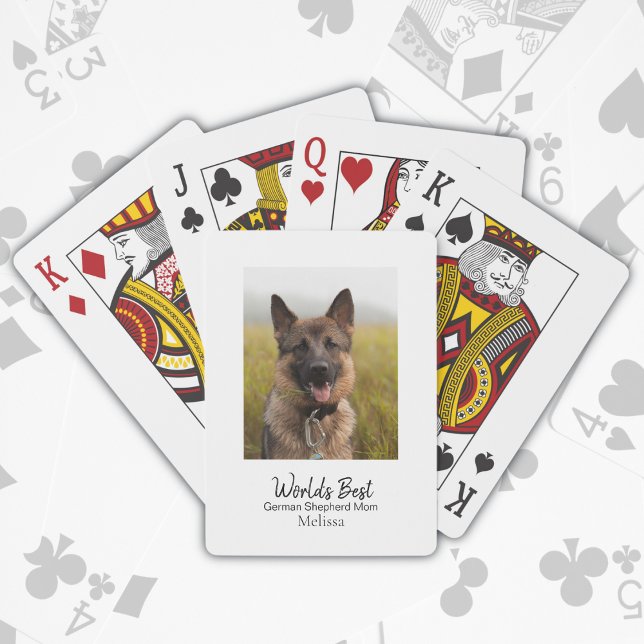 World's Best Dog Mum German Shepherd Personalised Playing Cards (Personalize with a Name, all other text is editable: add your own Photo, too)