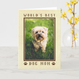 World's Best Dog Mum Happy Birthday Photo Gold Card