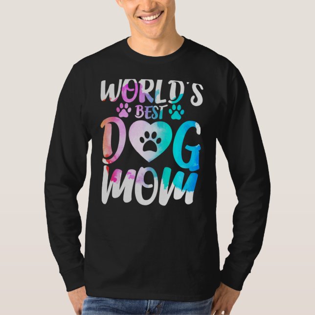 World's Best Dog Mum Paw Heart Puppy Mother Mama T-Shirt (Front)