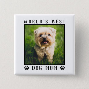 World's Best Dog Mum Paw Prints Pet Photo Frame 15 Cm Square Badge