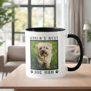 World's Best Dog Mum Paw Prints Pet Photo Frame Mug