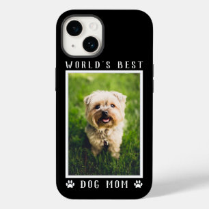 World's Best Dog Mum Paw Prints Pet Photo on Black Case-Mate iPhone 14 Case