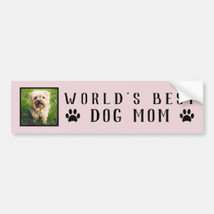 World's Best Dog Mum Paw Prints Pet Photo Pink Bumper Sticker