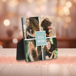 'Worlds Best Dog Mum' Photo Collage Plaque<br><div class="desc">Show off your dog mum status with this cute photo collage plaque featuring four square photos of you and your pet. "Worlds Best Dog Mum" appears in the centre in calligraphy script and fun lettered typography on a teal square with a cute white heart. Personalise by adding name/s.</div>