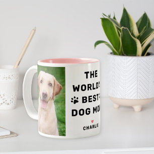 Worlds Best Dog Mum Photo Paw Print Two-Tone Coffee Mug
