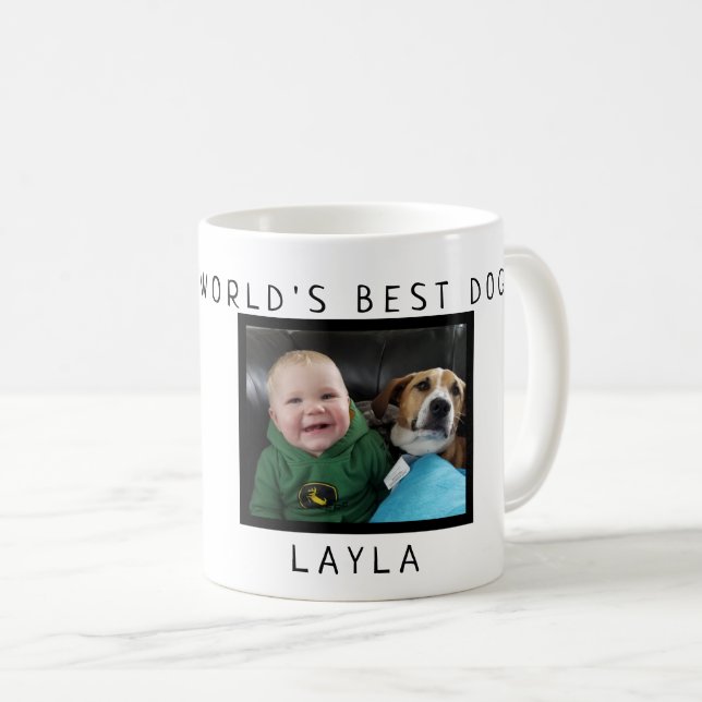 World's Best Dog Personalised with Photo and Name Coffee Mug (Front Right)
