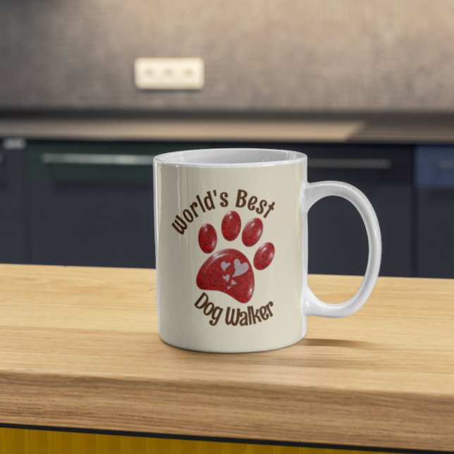 Worlds Best Dog Walker Paw Print Canine Pets Coffee Mug (Creator Uploaded)
