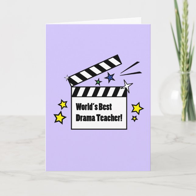 World's Best Drama Teacher with Clapboard Thank You Card (Front)