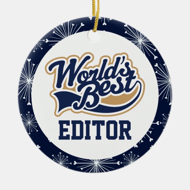 Worlds Best Editor Appreciation Gift Ceramic Tree Decoration (Front)