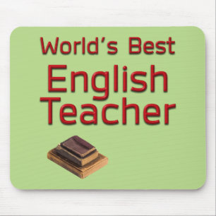 World's Best English Teacher with Books Mouse Pad