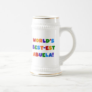 World's Best-est Abuela Bright Colours Tshirts Beer Stein