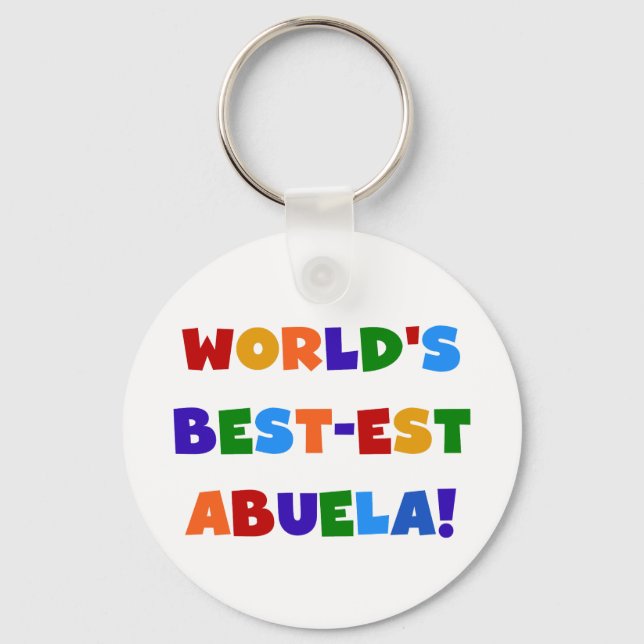 World's Best-est Abuela Bright Colours Tshirts Key Ring (Front)