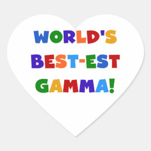 World's Best-est Gamma Bright Colours Gifts Heart Sticker