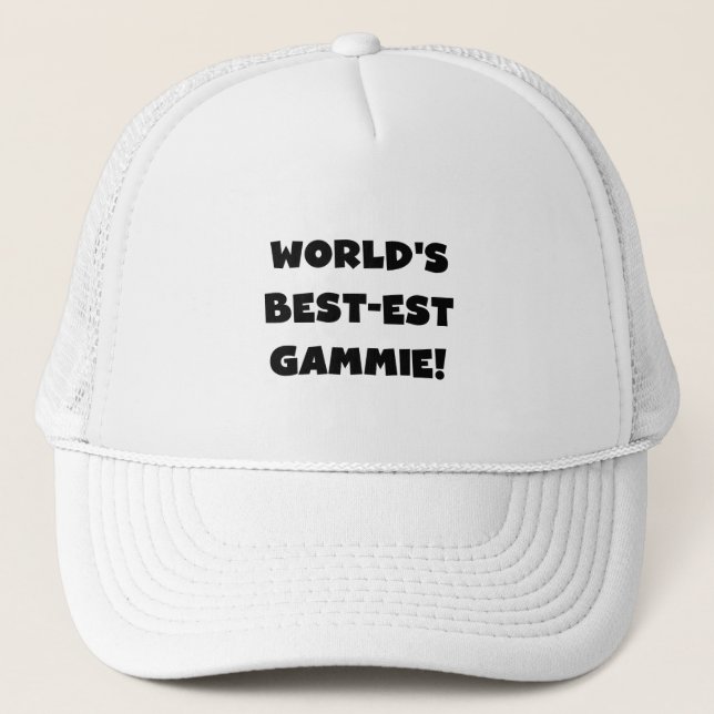 World's Best-est Gammie Black and White Gifts Trucker Hat (Front)