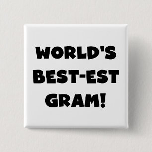 World's Best-est Gram Black Text Tshirts and GIfts 15 Cm Square Badge